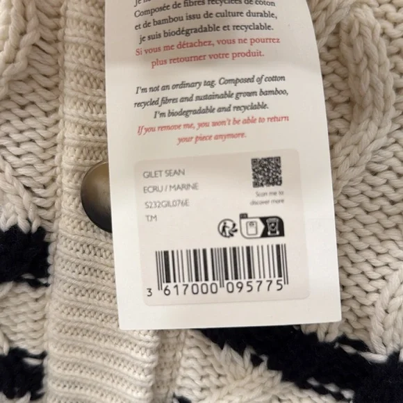 NWT! Sezane Sean Knitwear Sweater Size M Oversized Chunky Stripe Cable Knit - Picture 8 of 8